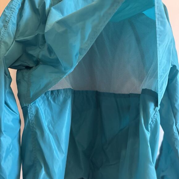 VTG Eddie Bauer Mens L Teal Green Zip Up Hooded Windbreaker Jacket 80's Pockets - Picture 4 of 14